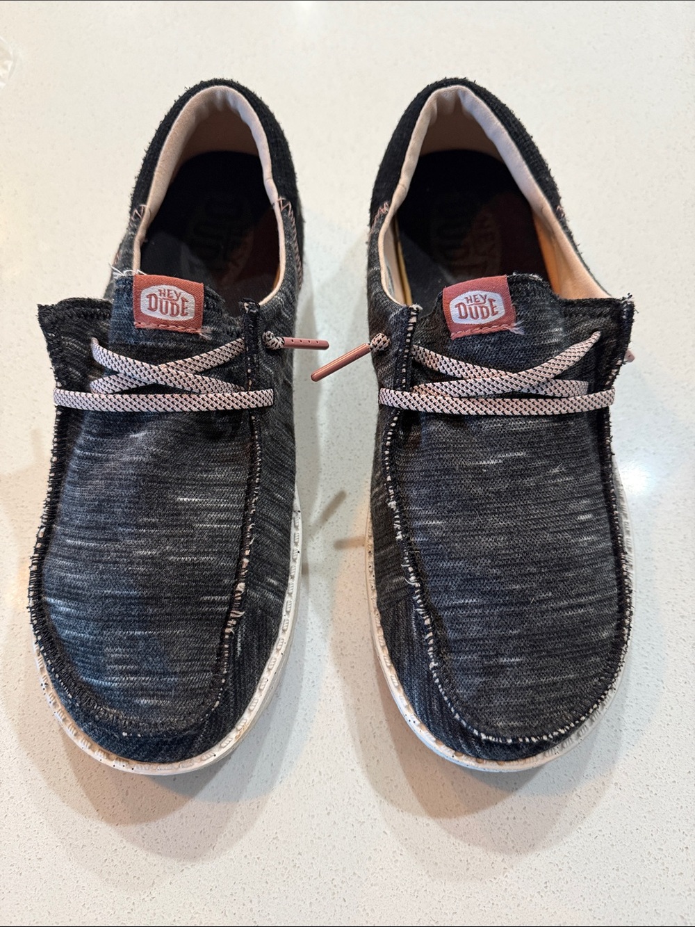 Hey Dude Women’s Wendy Funk Jersey Casual Shoes - Black with Pink Accents Size 8